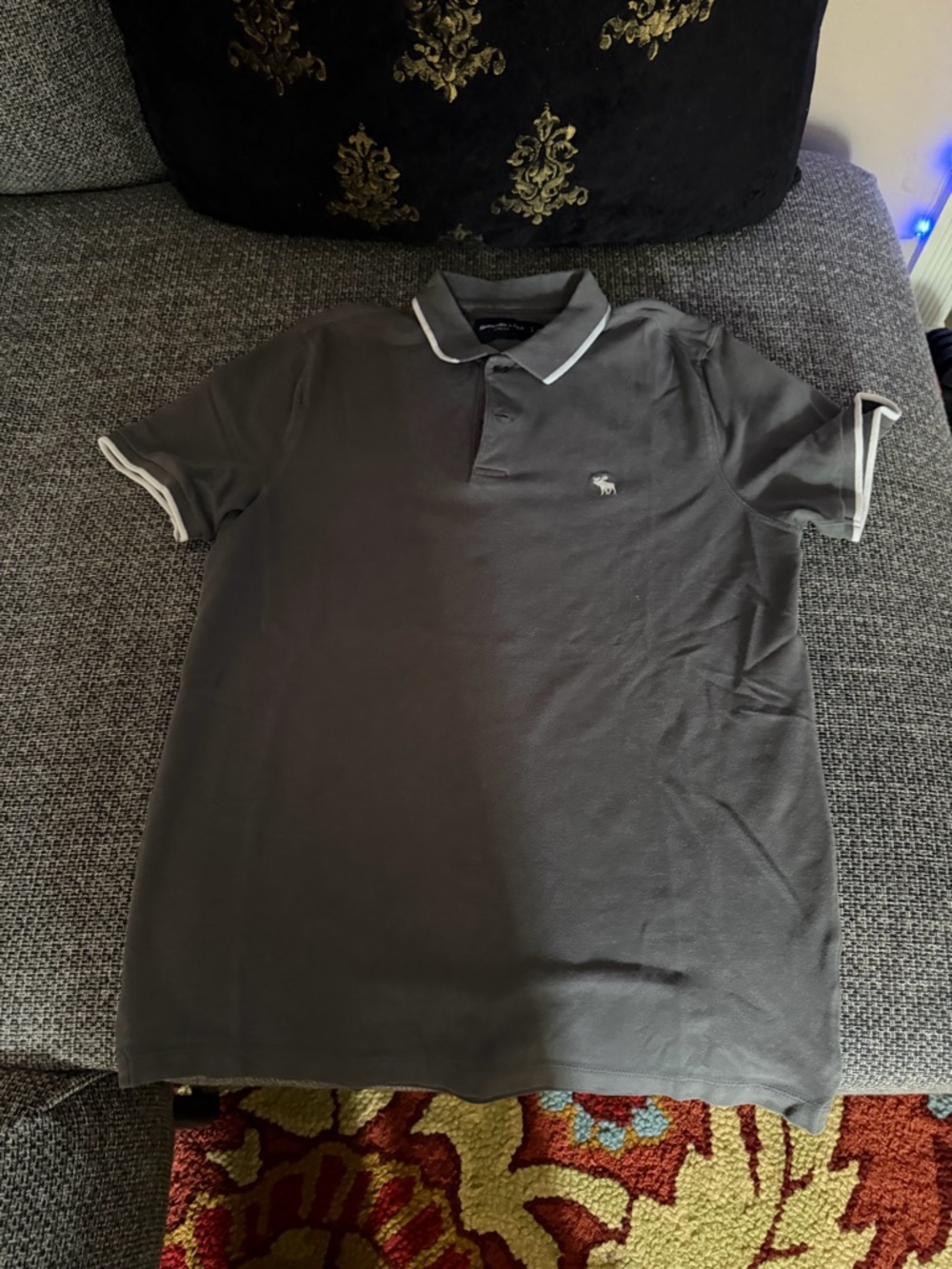 Abercrombie & Fitch Gray Polo with White Trim